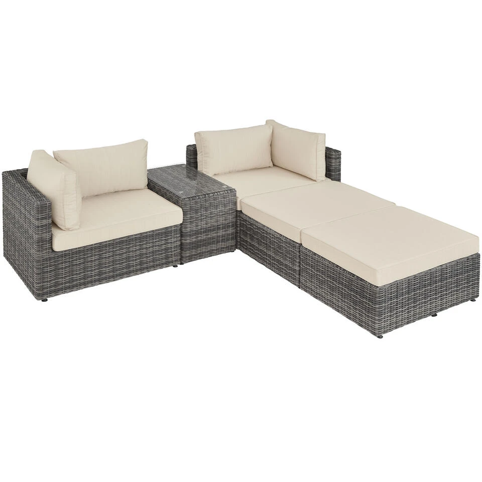 Tectake - Loungeset San Domino - Wicker - Grijs 4 Tectake - Loungeset San Domino - Wicker - Grijs - Afbeelding 4