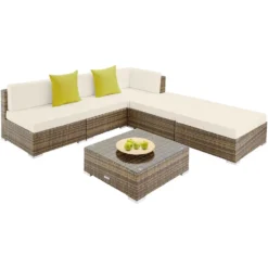 Tectake - Loungeset Parijs - Wicker - Naturel 6 Tectake - Loungeset Parijs - Wicker - Naturel -VIDAXL Banken Verkoop 1000077878 0102