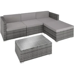 Tectake - Loungeset Florenz - Wicker - Grijs