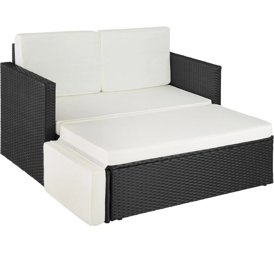 Tectake - Wicker Loungesofa Corfu - Zwart 1 Tectake - Wicker Loungesofa Corfu - Zwart
