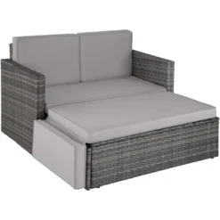 Tectake - Loungesofa Corfu-wicker Tuinset- Grijs