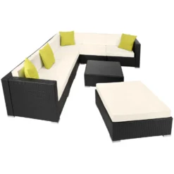 Tectake - Loungeset Marbella- Wicker Tuinset- Zwart -VIDAXL Banken Verkoop 1000077895 0102