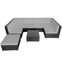 Tectake - Loungeset Venetië - Wicker - Zwart -VIDAXL Banken Verkoop 1000077900 0102
