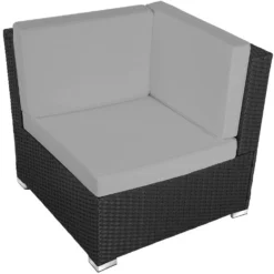 Tectake - Loungeset Venetië - Wicker - Zwart -VIDAXL Banken Verkoop 1000077900 0103