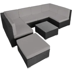 Tectake - Loungeset Venetië - Wicker - Zwart