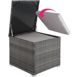 Tectake - Loungeset Pisa Met Opbergbox Kussens - Wicker - Grijs -VIDAXL Banken Verkoop 1000077901 0103