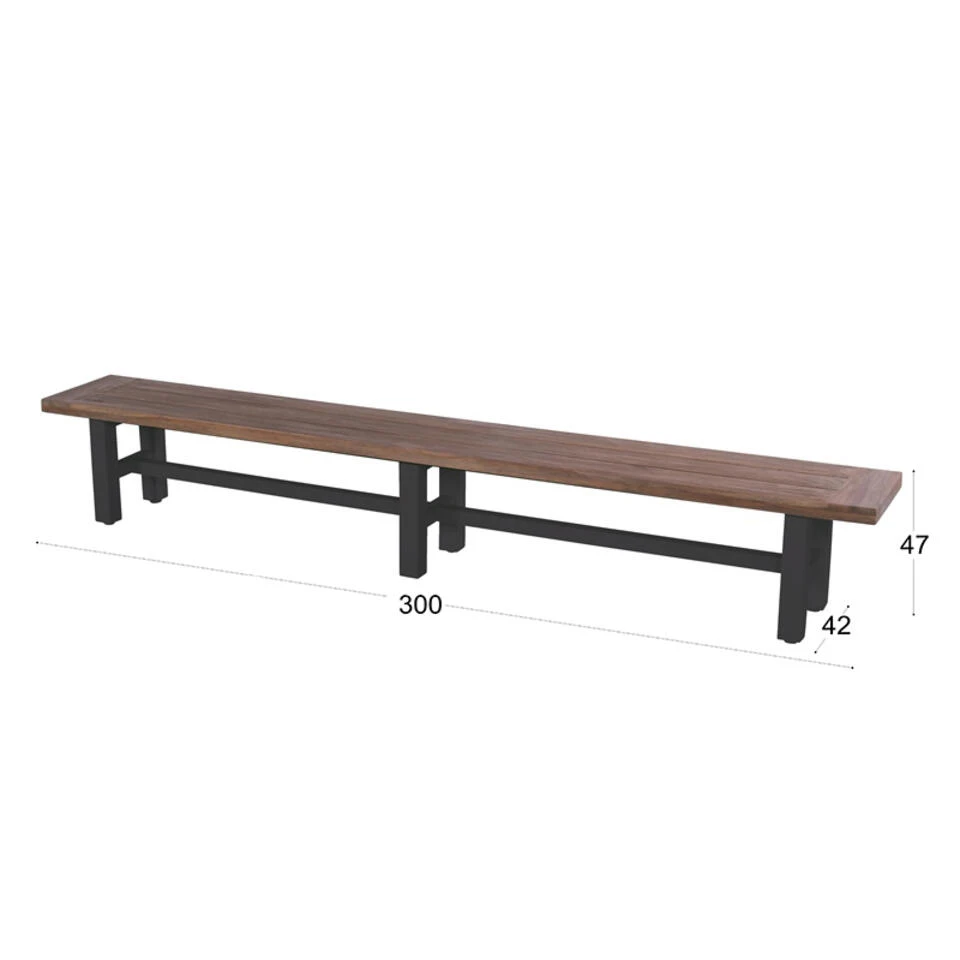 Hartman Yasmani Bank - 300x47 Cm. - Black 2 Hartman Yasmani Bank - 300x47 Cm. - Black - Afbeelding 2