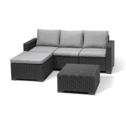 Allibert California ChaiseLongue Loungeset - 3-4 Personen - Grijs