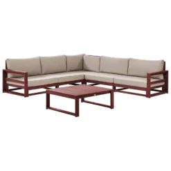 Beliani Loungeset TIMOR - Donkere Houtkleur Fsc® Gecertificeerd Acaciahout