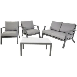 Loungeset Marah - Stof - Grijs 6 Loungeset Marah - Stof - Grijs -VIDAXL Banken Verkoop 1000094352 0103