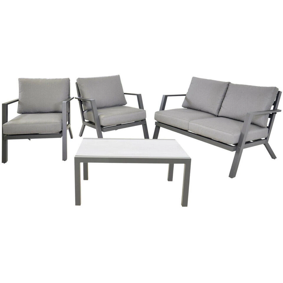 Loungeset Marah - Stof - Grijs 3 Loungeset Marah - Stof - Grijs - Afbeelding 3