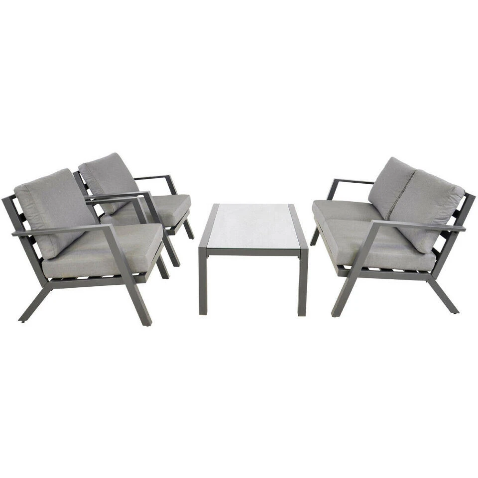 Loungeset Marah - Stof - Grijs 1 Loungeset Marah - Stof - Grijs