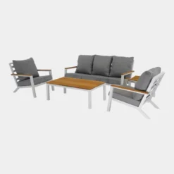Donnan Loungeset Aluminium/bamboo - Aluminium - Wit 7 Donnan Loungeset Aluminium/bamboo - Aluminium - Wit -VIDAXL Banken Verkoop 1000094358 0103