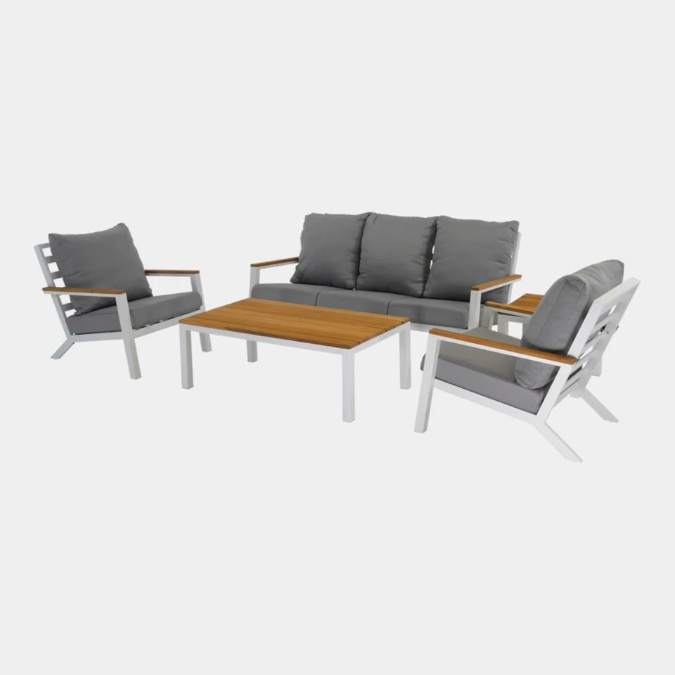 Donnan Loungeset Aluminium/bamboo - Aluminium - Wit 4 Donnan Loungeset Aluminium/bamboo - Aluminium - Wit - Afbeelding 4