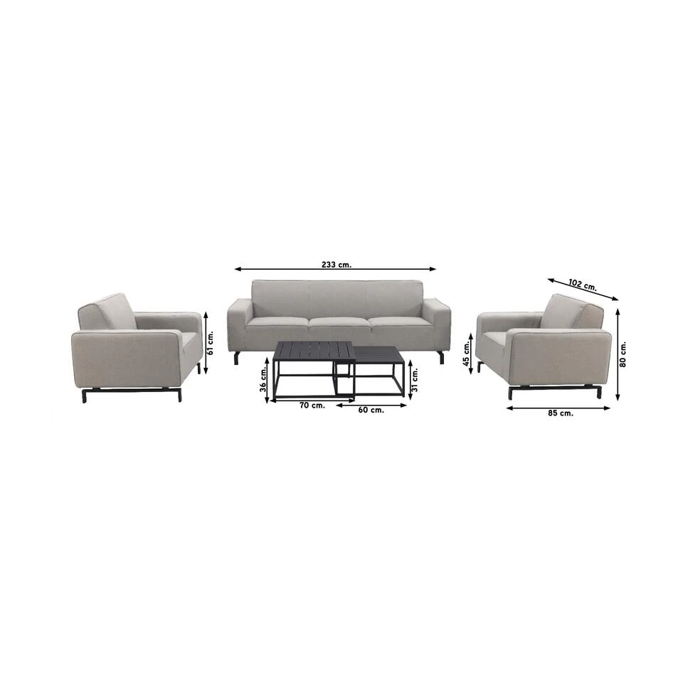 Boavista/Royalty Stoel-bank Loungeset - Nature Grey - 5-delig 2 Boavista/Royalty Stoel-bank Loungeset - Nature Grey - 5-delig - Afbeelding 2