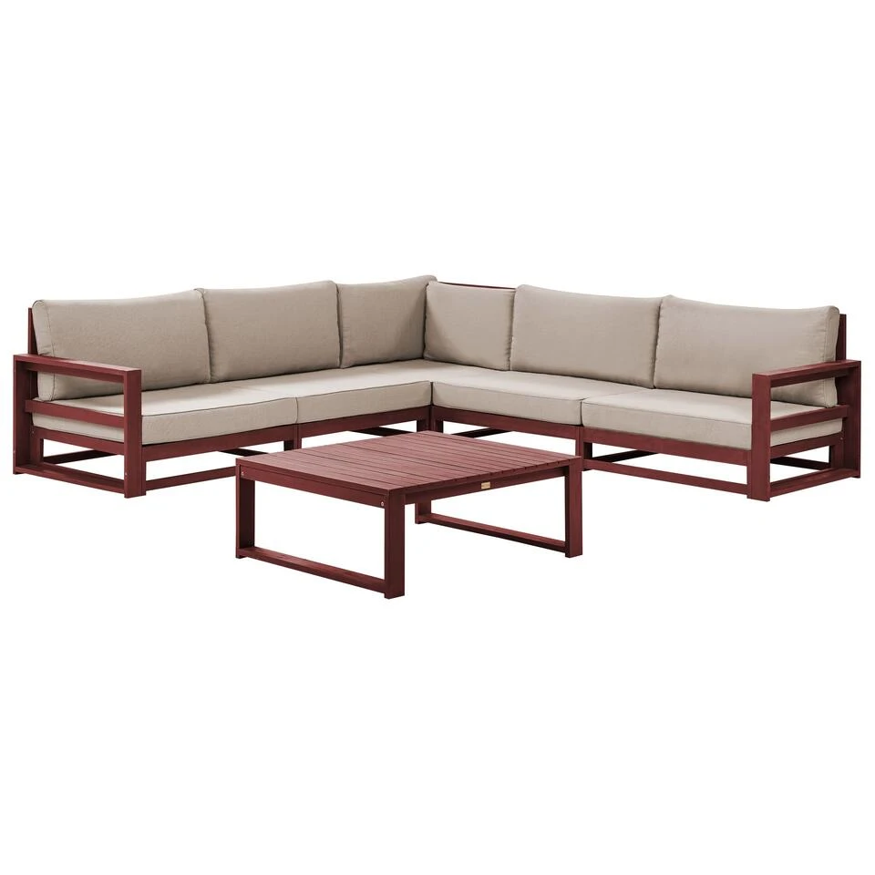 Beliani Loungeset TIMOR - Donkere Houtkleur Acaciahout 1 Beliani Loungeset TIMOR - Donkere Houtkleur Acaciahout