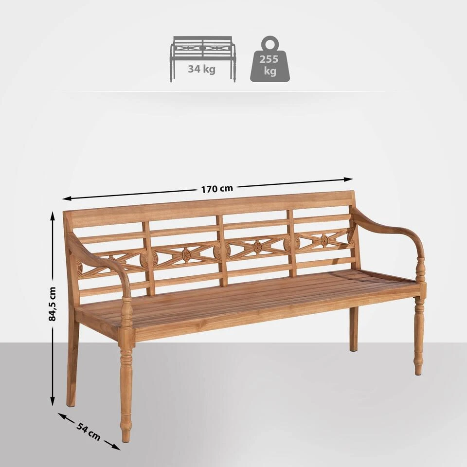 CLP Bank Maryland 170 Cm Teak 2 CLP Bank Maryland 170 Cm Teak - Afbeelding 2