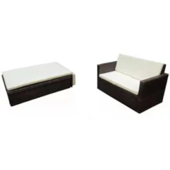VidaXL 2-delige Loungeset Met Kussens Poly Rattan Bruin -VIDAXL Banken Verkoop 1126d3ee4a3744eab20450a13e11d59f