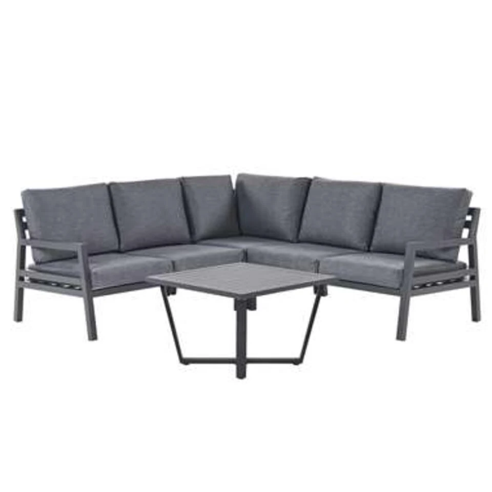Beliani Loungeset VIZZINI - Zwart Aluminium 1 Beliani Loungeset VIZZINI - Zwart Aluminium