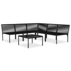 VidaXL 6-delige Loungeset Met Kussens PVC Zwart 6 VidaXL 6-delige Loungeset Met Kussens PVC Zwart -VIDAXL Banken Verkoop 1852163902 0102