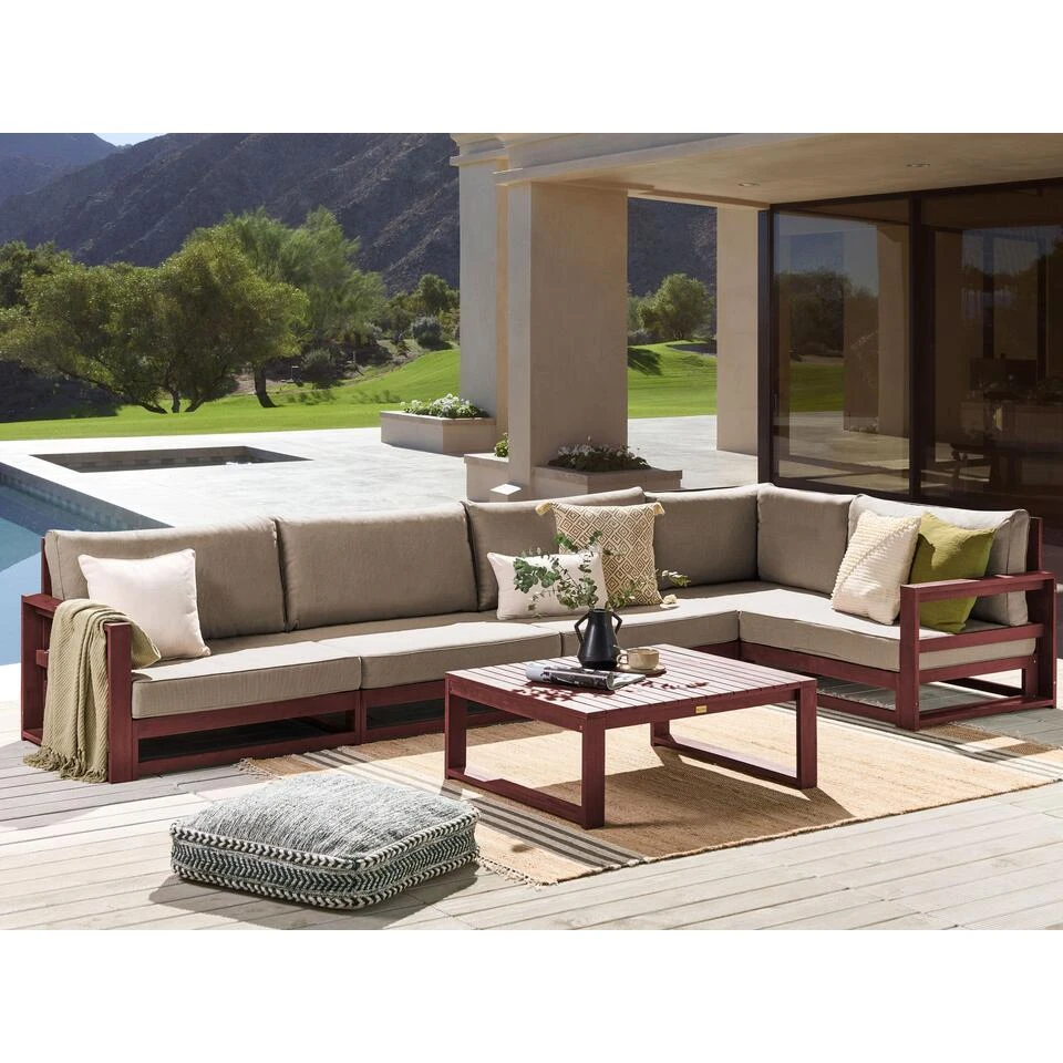 Beliani Loungeset TIMOR - Donkere Houtkleur Acaciahout 2 Beliani Loungeset TIMOR - Donkere Houtkleur Acaciahout - Afbeelding 2