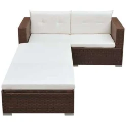 VidaXL 3-delige Overig Loungeset Met Kussens Poly Rattan Bruin -VIDAXL Banken Verkoop 2946648d00ea41819e5bdb98a12f2580