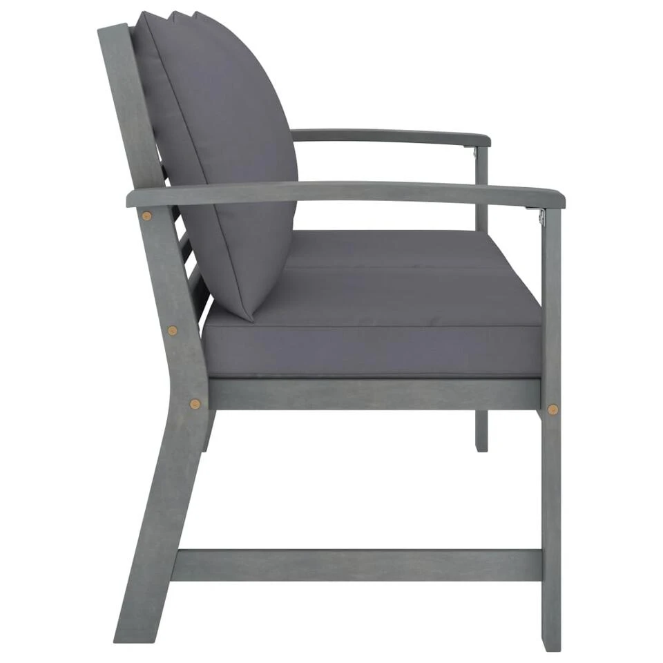 VidaXL Tuinbank Met Donkergrijs Kussen 120 Cm Massief Acaciahout 2 VidaXL Tuinbank Met Donkergrijs Kussen 120 Cm Massief Acaciahout - Afbeelding 2
