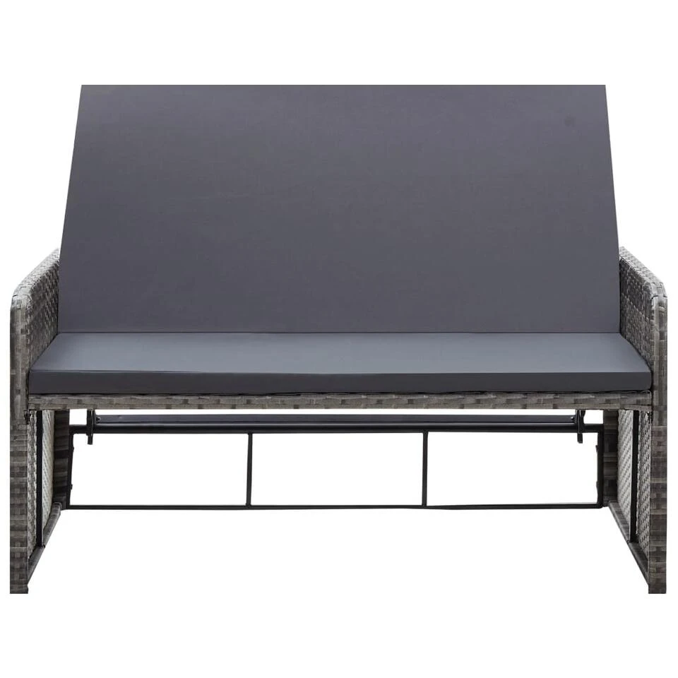 VidaXL 2-delige Loungeset Met Kussens Poly Rattan Grijs 4 VidaXL 2-delige Loungeset Met Kussens Poly Rattan Grijs - Afbeelding 4