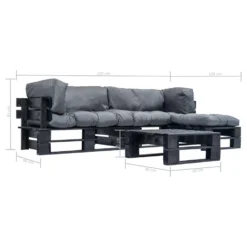 VidaXL 4-delige Loungeset Pallet Met Grijze Kussens Hout -VIDAXL Banken Verkoop 46c384703764418db37b8eee2d65d5bd