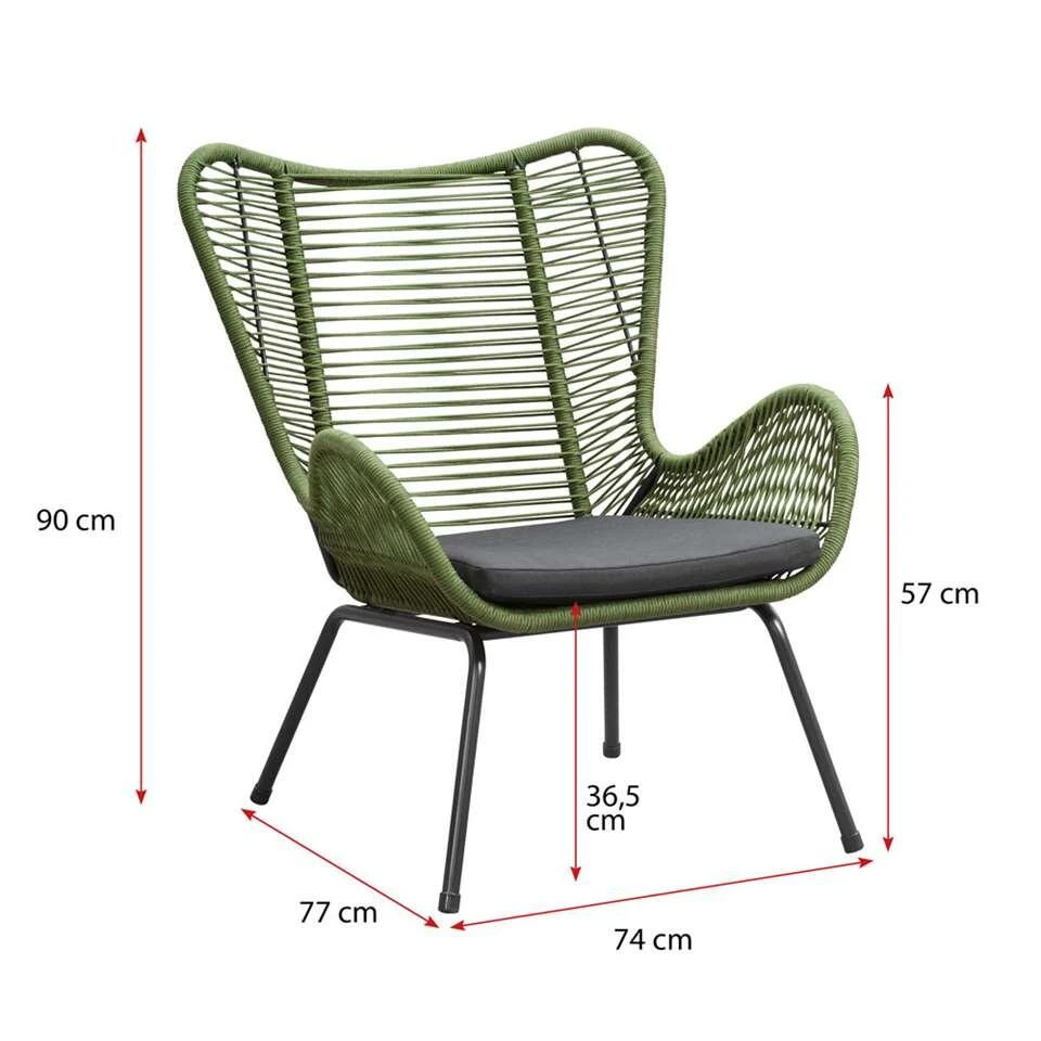 Loungeset Monaco 2-delig - Groen - Incl. Kussens 4 Loungeset Monaco 2-delig - Groen - Incl. Kussens - Afbeelding 4