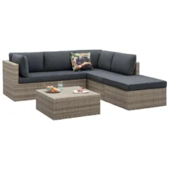 Loungeset Malaga - Grijs - 4-delig 7 Loungeset Malaga - Grijs - 4-delig -VIDAXL Banken Verkoop 50405074 0332