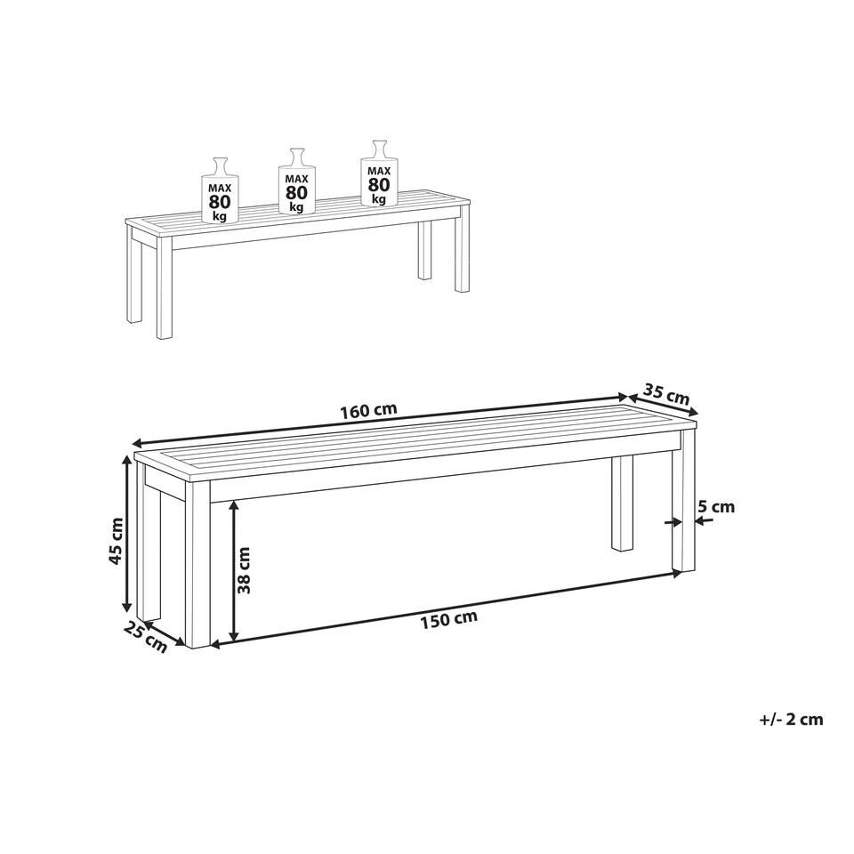 Beliani Tuinbank TUSCANIA - Donkere Houtkleur Eucalyptushout 3 Beliani Tuinbank TUSCANIA - Donkere Houtkleur Eucalyptushout - Afbeelding 3