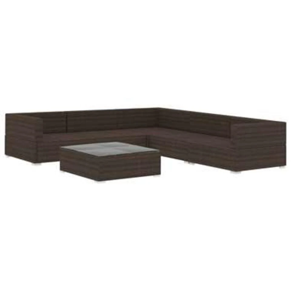 VidaXL 6-delige Loungeset Met Kussens Poly Rattan Bruin 4 VidaXL 6-delige Loungeset Met Kussens Poly Rattan Bruin - Afbeelding 4