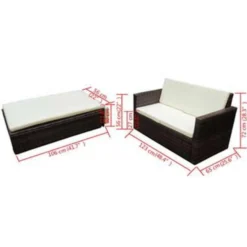 VidaXL 2-delige Loungeset Met Kussens Poly Rattan Bruin -VIDAXL Banken Verkoop 6614f831e7b646f2bdb9d66c51eee6a9