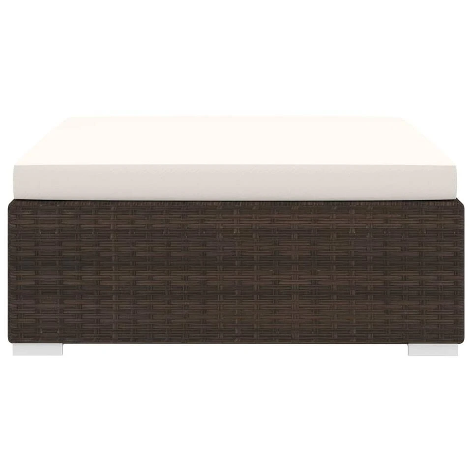 VidaXL Voetensteun 1 St Met Kussen Poly Rattan Bruin 2 VidaXL Voetensteun 1 St Met Kussen Poly Rattan Bruin - Afbeelding 2