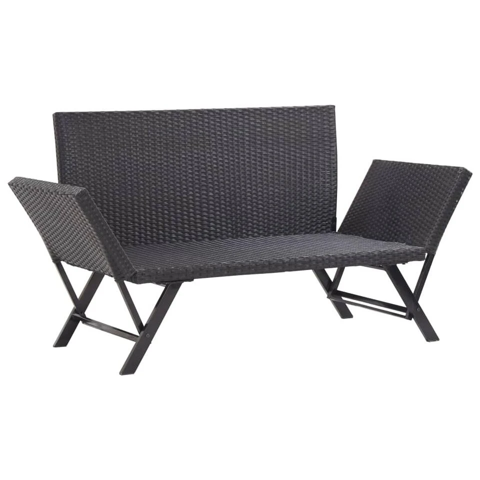 VidaXL Tuinbank Met Kussens 176 Cm Poly Rattan Zwart Overig 3 VidaXL Tuinbank Met Kussens 176 Cm Poly Rattan Zwart Overig - Afbeelding 3
