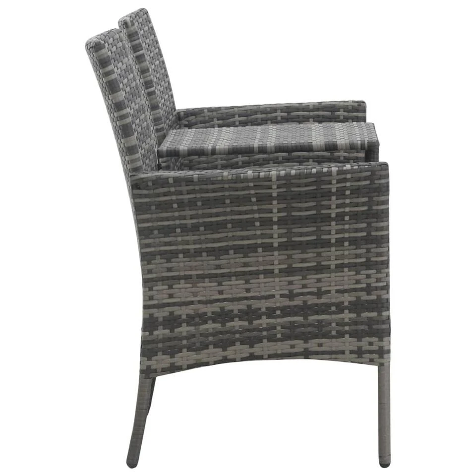 VidaXL Tuinbank 2-zits Met Tafeltje Poly Rattan Antraciet 3 VidaXL Tuinbank 2-zits Met Tafeltje Poly Rattan Antraciet - Afbeelding 3