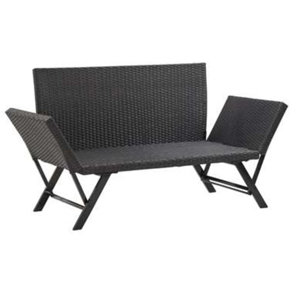 VidaXL Tuinbank Met Kussens 176 Cm Poly Rattan Zwart 2 VidaXL Tuinbank Met Kussens 176 Cm Poly Rattan Zwart - Afbeelding 2