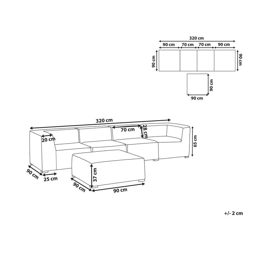 Beliani Loungeset AREZZO - Grijs Polyester 3 Beliani Loungeset AREZZO - Grijs Polyester - Afbeelding 3