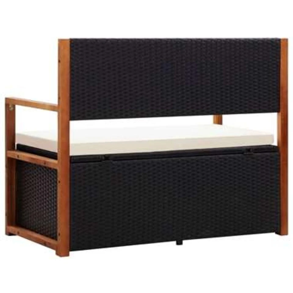 VidaXL Opbergbankje 115 Cm Poly Rattan En Massief Acaciahout Zwart 4 VidaXL Opbergbankje 115 Cm Poly Rattan En Massief Acaciahout Zwart - Afbeelding 4
