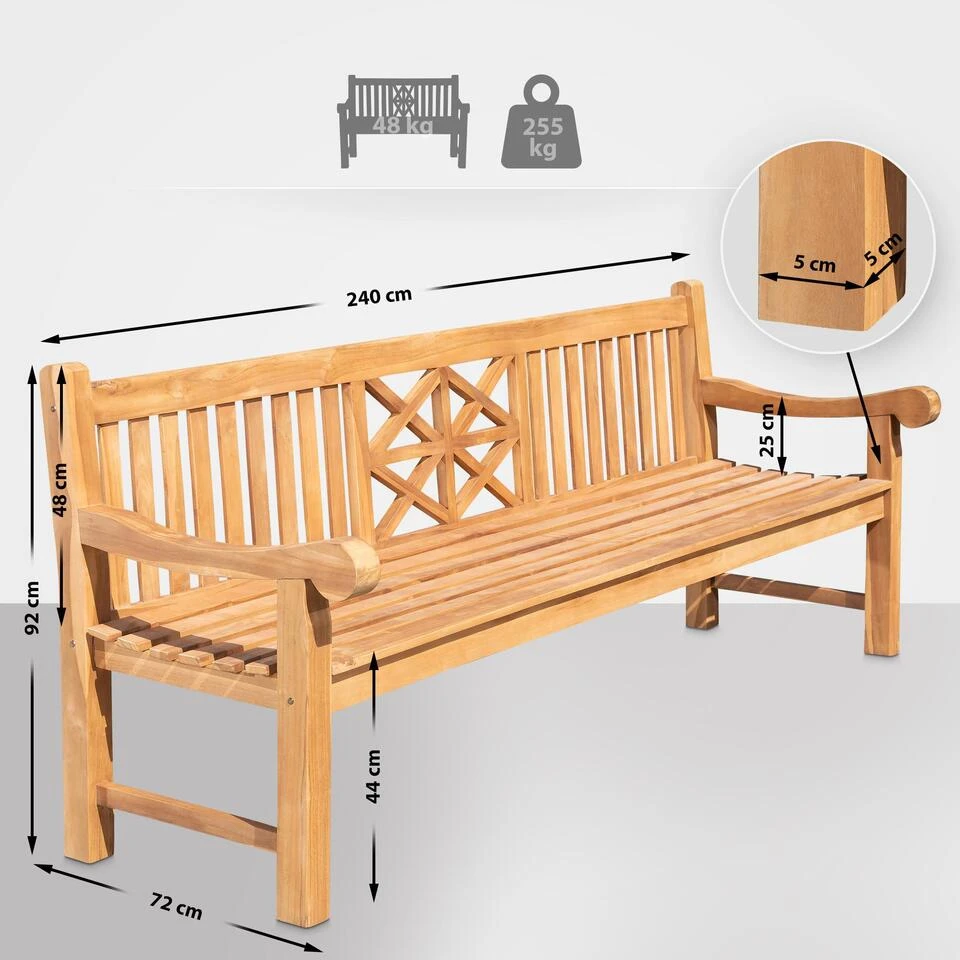 CLP Teakbank Florida 240 Cm 2 CLP Teakbank Florida 240 Cm - Afbeelding 2