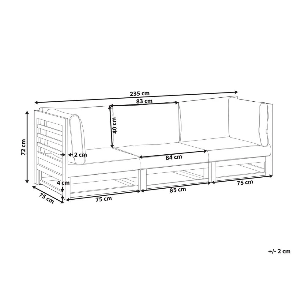 Beliani Tuinsofa TRANI - Donkere Houtkleur Acaciahout 2 Beliani Tuinsofa TRANI - Donkere Houtkleur Acaciahout - Afbeelding 2