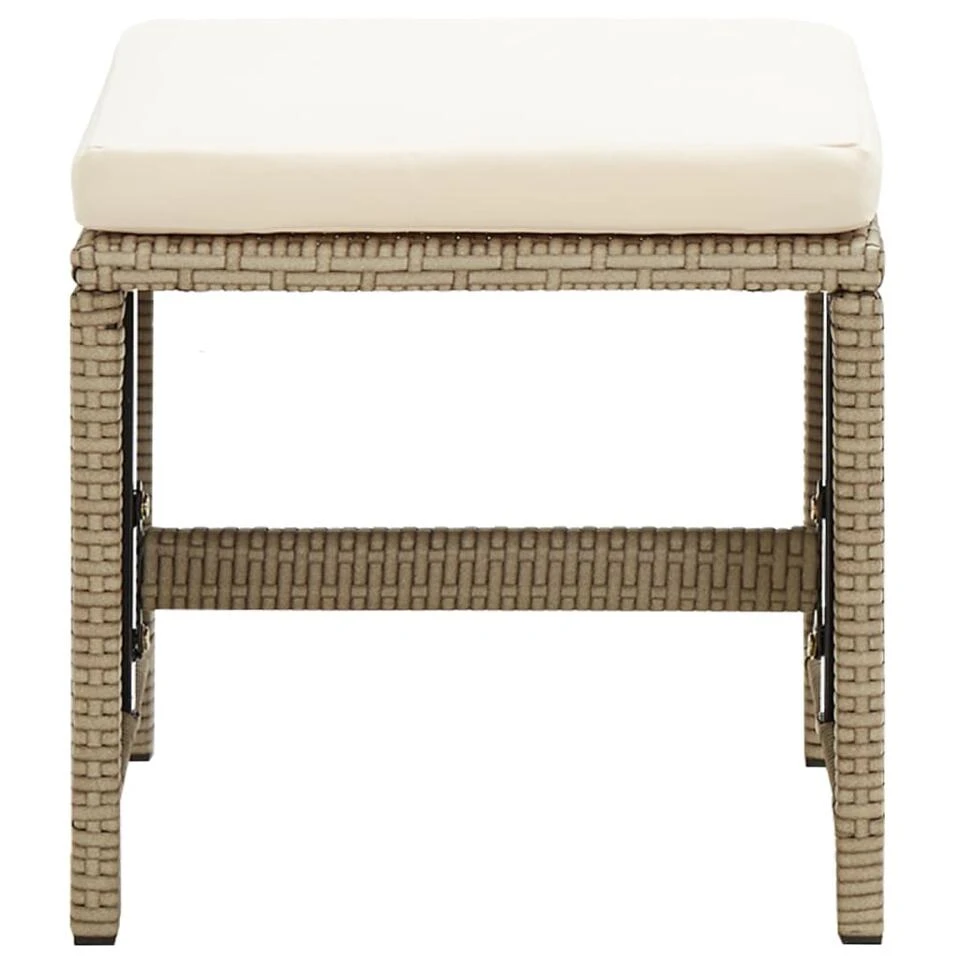 VidaXL Tuinkrukken 2 St Met Kussens Poly Rattan Beige 4 VidaXL Tuinkrukken 2 St Met Kussens Poly Rattan Beige - Afbeelding 4